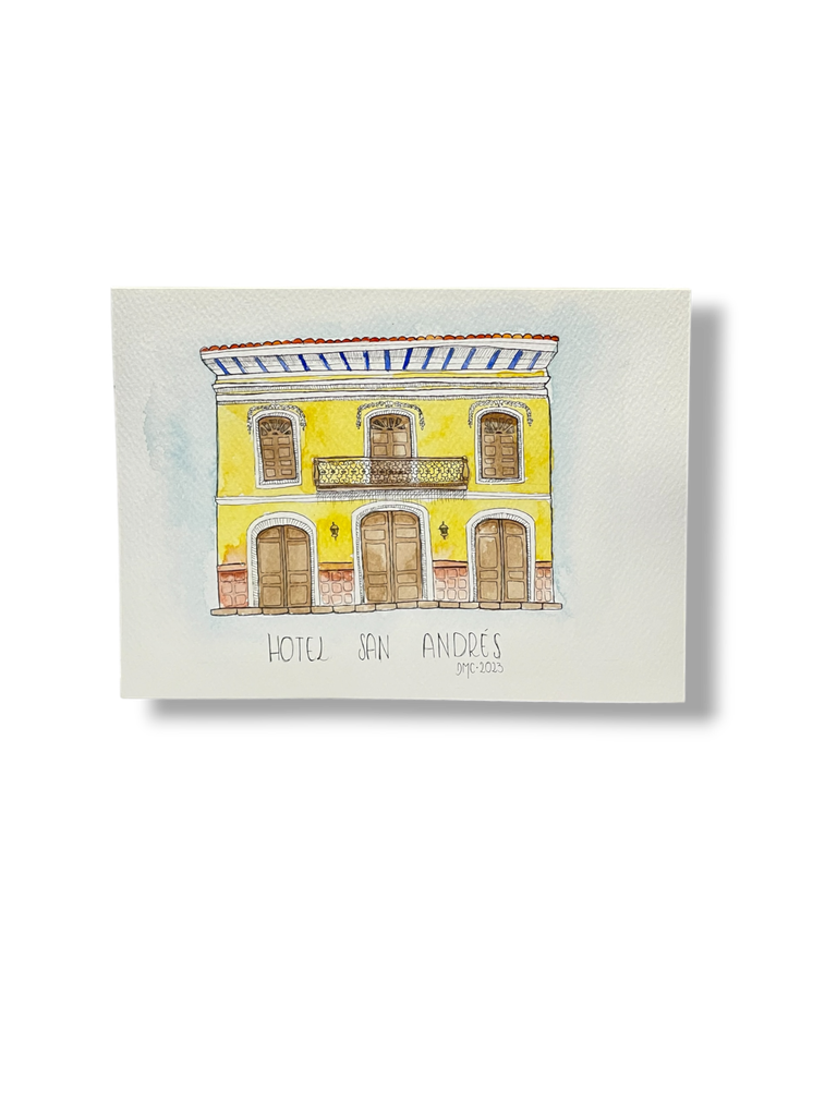 [DM004] OBRA ACUARELA CASA, A5 (HOTEL SAN ANDRES)