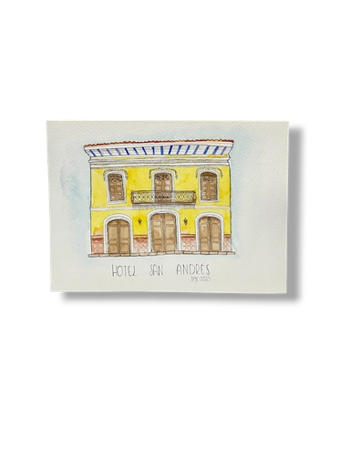 [DM004] OBRA ACUARELA CASA, A5 (HOTEL SAN ANDRES)