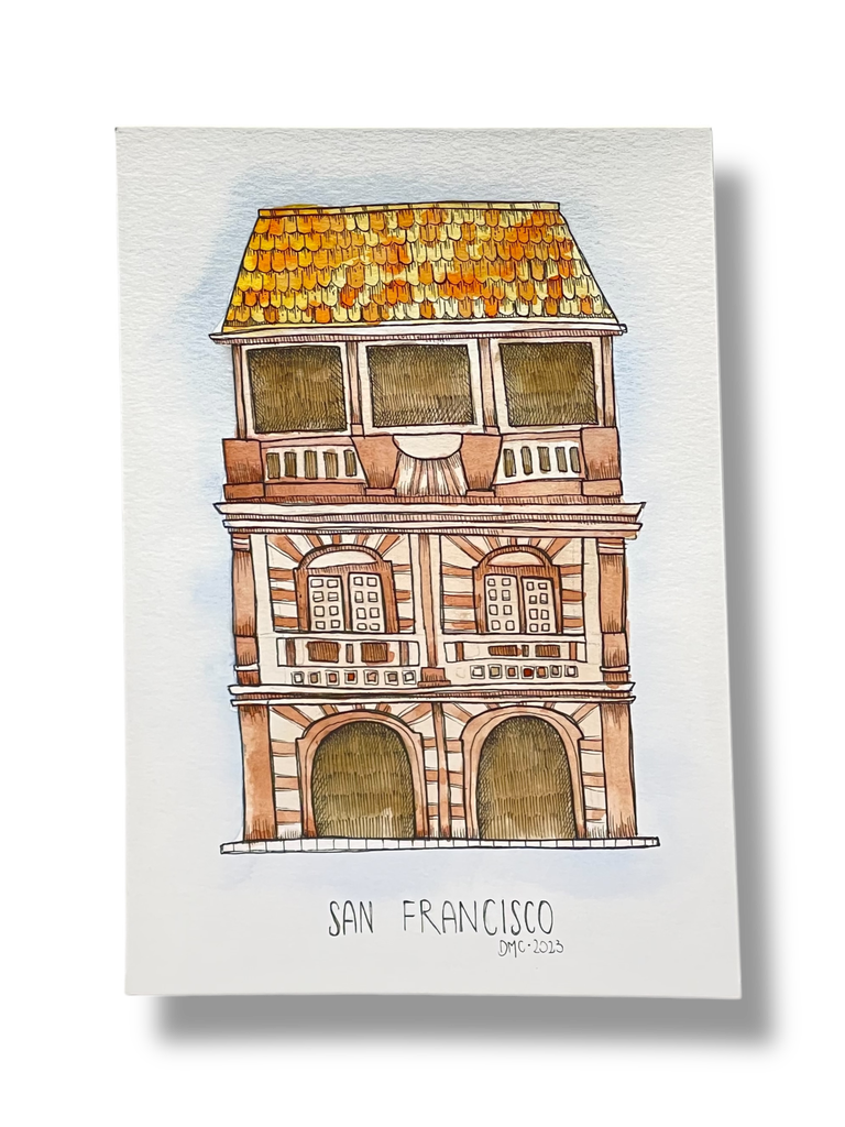 [DM009] OBRA ACUARELA CASA, A5 (SAN FRANCISCO)