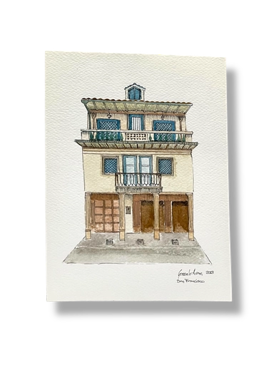 [GA007] OBRA ACUARELA CASA, A5 (SAN FRANCISCO)