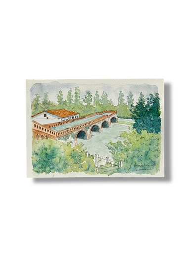 [GA010] OBRA ACUARELA PAISAJE, A5 (PUENTE ROTO)