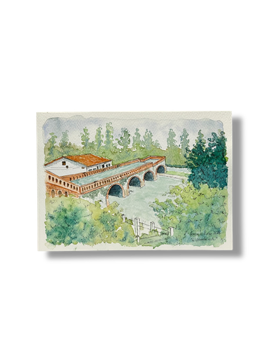 [GA010] GA010 - OBRA ACUARELA PAISAJE, A5 (PUENTE ROTO)